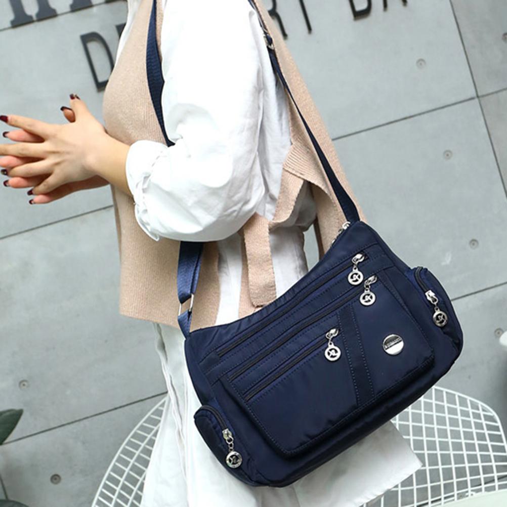 

Women Shoulder Bag Multi Pocket Larger Capacity Casual Messenger Bag Dark Blue