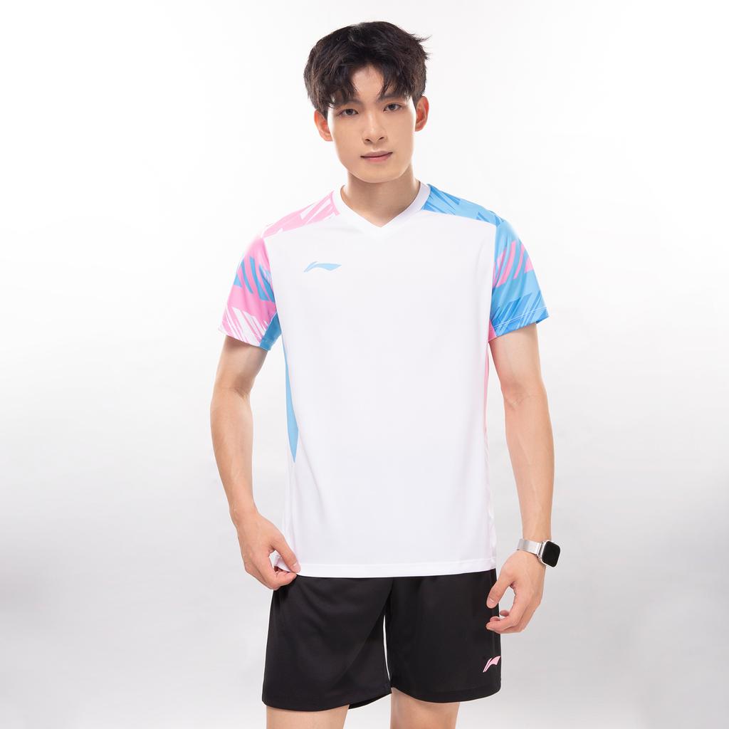 Li Ning Badminton Series Quick-Dry Breathable Sweat-Wicking Training Short Sleeve T-Shirt And Shorts Casual Sports Set Unisex sports set AATV101-1