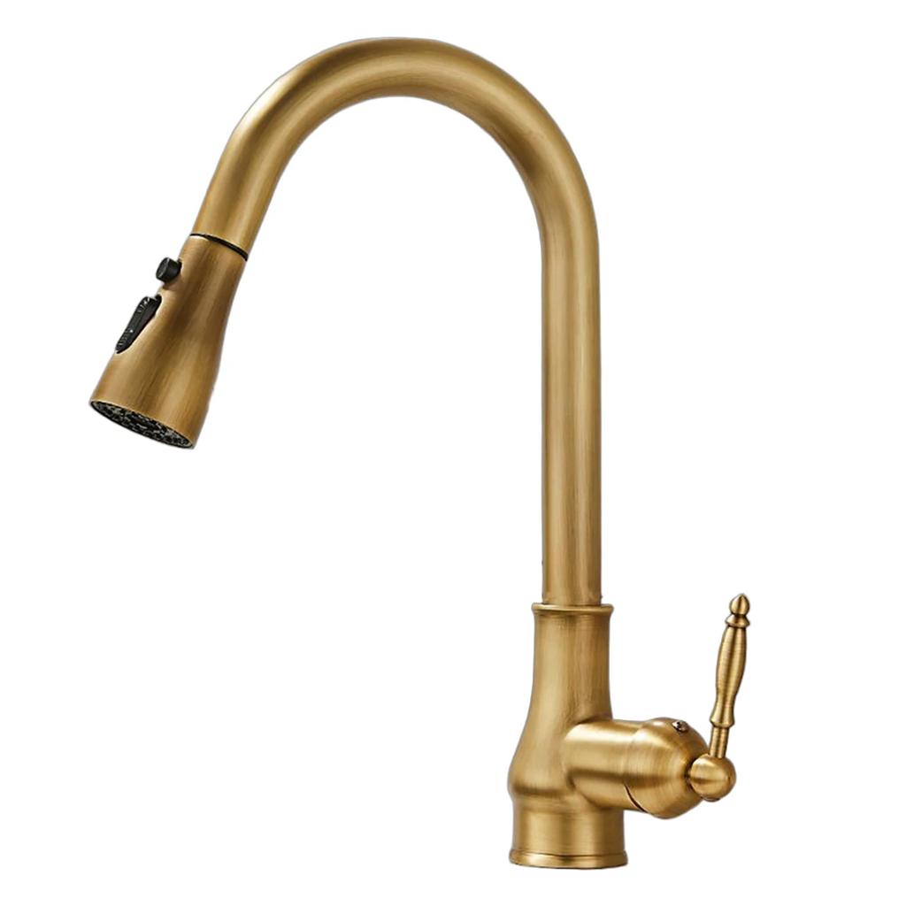 Antique Brass Pull-out Kitchen Faucet Water Purifier Sink Faucet 360° Rotate Hot Cold Drinking Water Filter Kitchen Mixer Taps