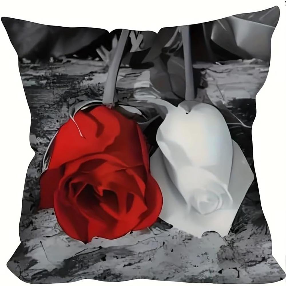 Stylish Red Rose Print Pillow Covers for Home Decor ,,sofa and chair cushion covers, home bedroom room decoration