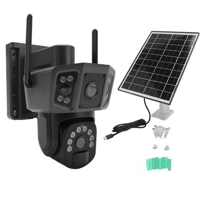 8MP Security Camera Panoramic Auto Tracking Dual Lens Camera Battery Or Solar Panel Low Power Consumption IP66 Water