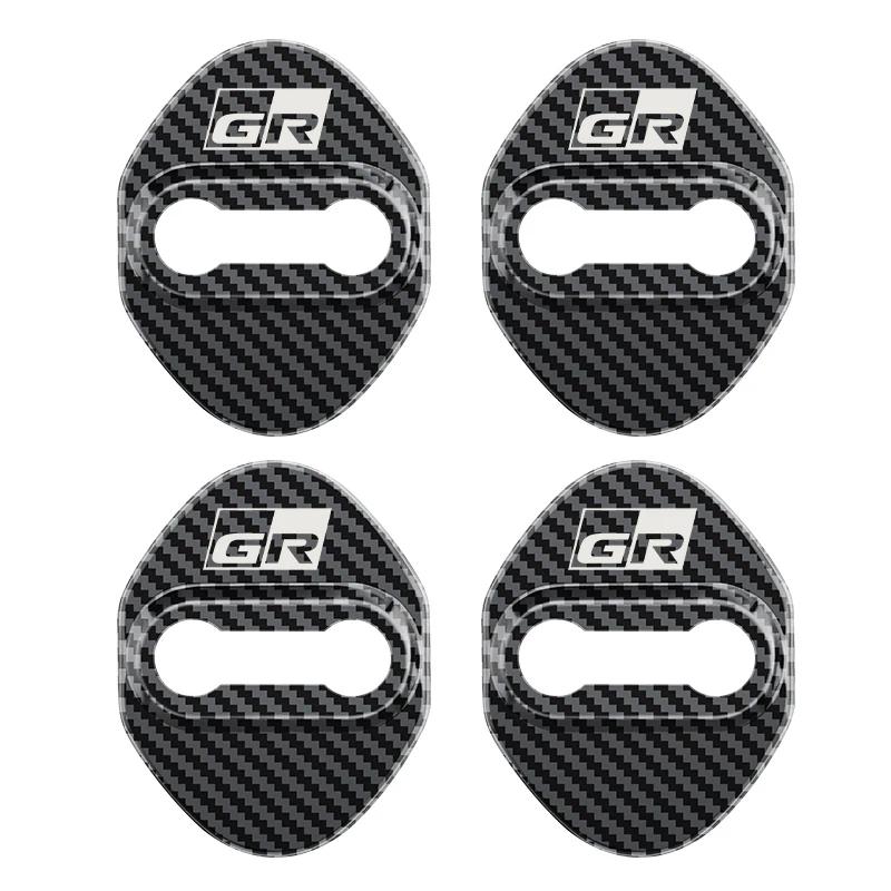 

4pcs Car Door Lock Cover Protect Buckle Cover Stickers For Toyota GR SPORT Camry RAV4 Yaris Hilux Prius Auris Corolla