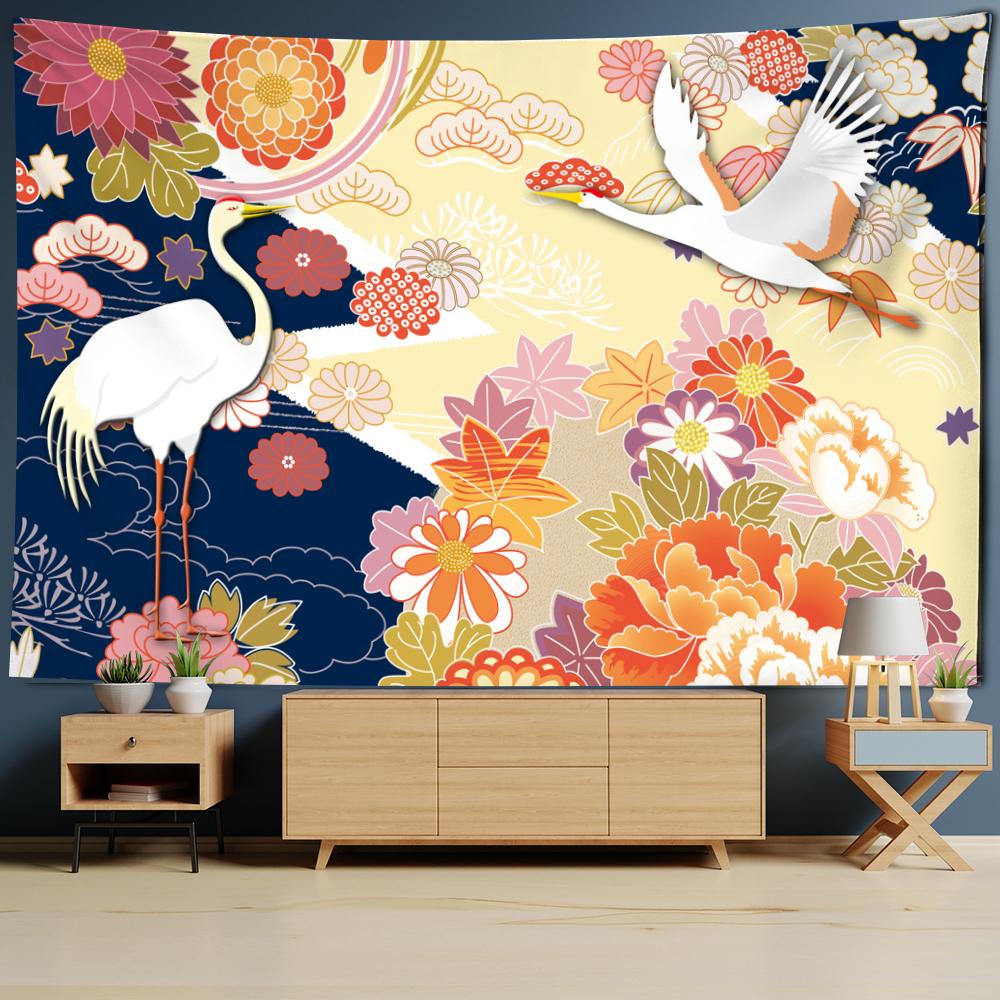 

Журавль Птица Настенный Гобелен Картина Маслом Ретро Богемное Искусство Матрас Комната Спальня Украшения Дома Декор 95x70cm