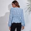 BITCED 19 Floral Checkered Chain Floral Checkerboard Printed Long Sleeve Chiffon Shirt for Women Spring and Autumn