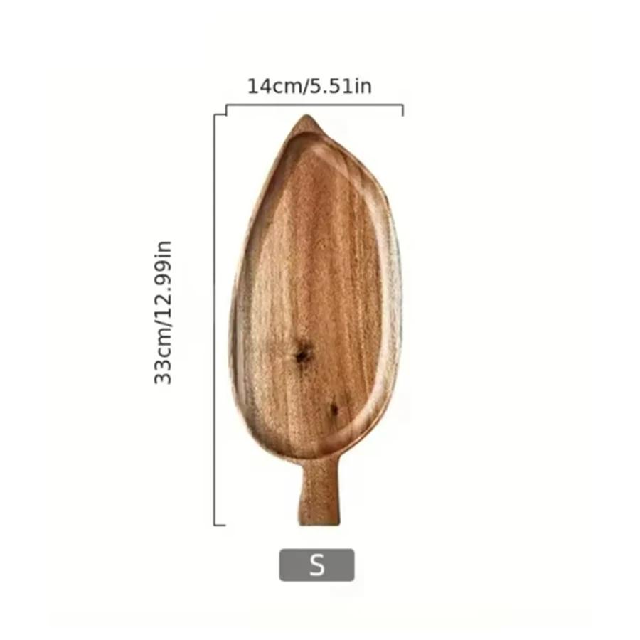 Solid Wood Leaf Shaped Tray Dim Sum Plate Steak Sushi Barbecue Western Food Tableware Heat Insulation Pad Wood Fruit Plate