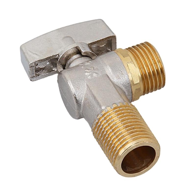 Brass 1/4 Turn Stop Valves for Kitchen Supplies 1/2Inch Inlet Outlet With 3/8Inch Adapter for Hot and Cold Water
