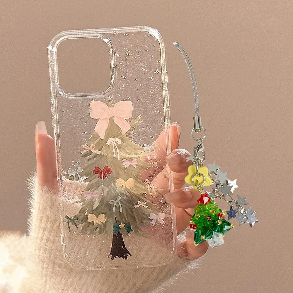 Bowknot Christmas Tree Pattern Bling Glitter Phone Case for iPhone 17AIR 16 15 14 13 12 11 PRO MAX MINI XS XR 7 8 PLUS Y2K Cover