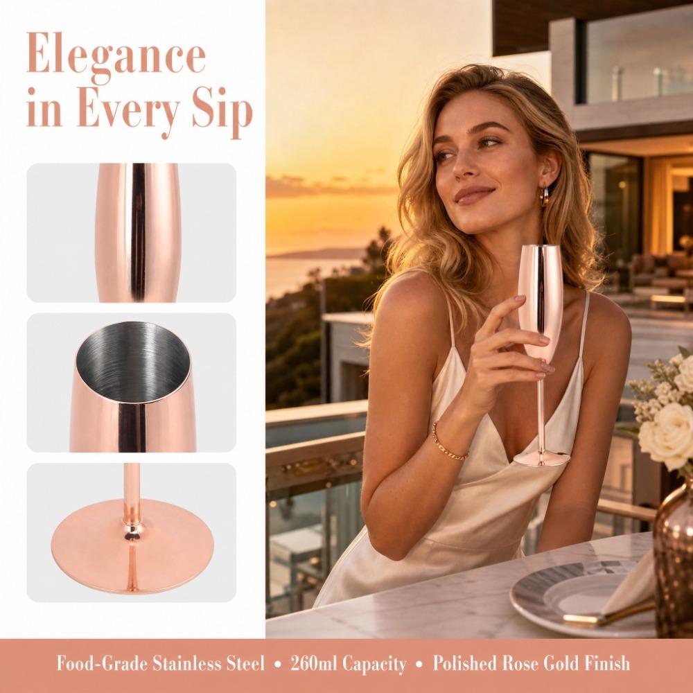 304 Stainless Steel Stainless Steel Wine Glass Lightweight Champagne Flutes Cocktail Glass  Travel