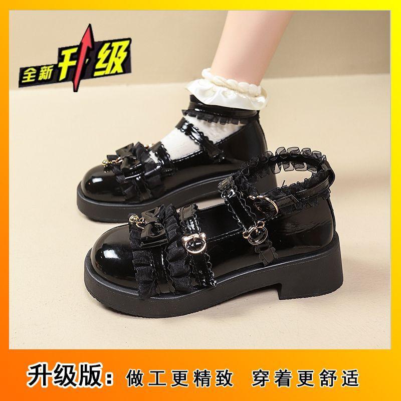 

Модные плоские туфли-лодочки женские кружевные с бантом туфли для чаепития 2025 осень и лето новые японские милые фея Лолита 40