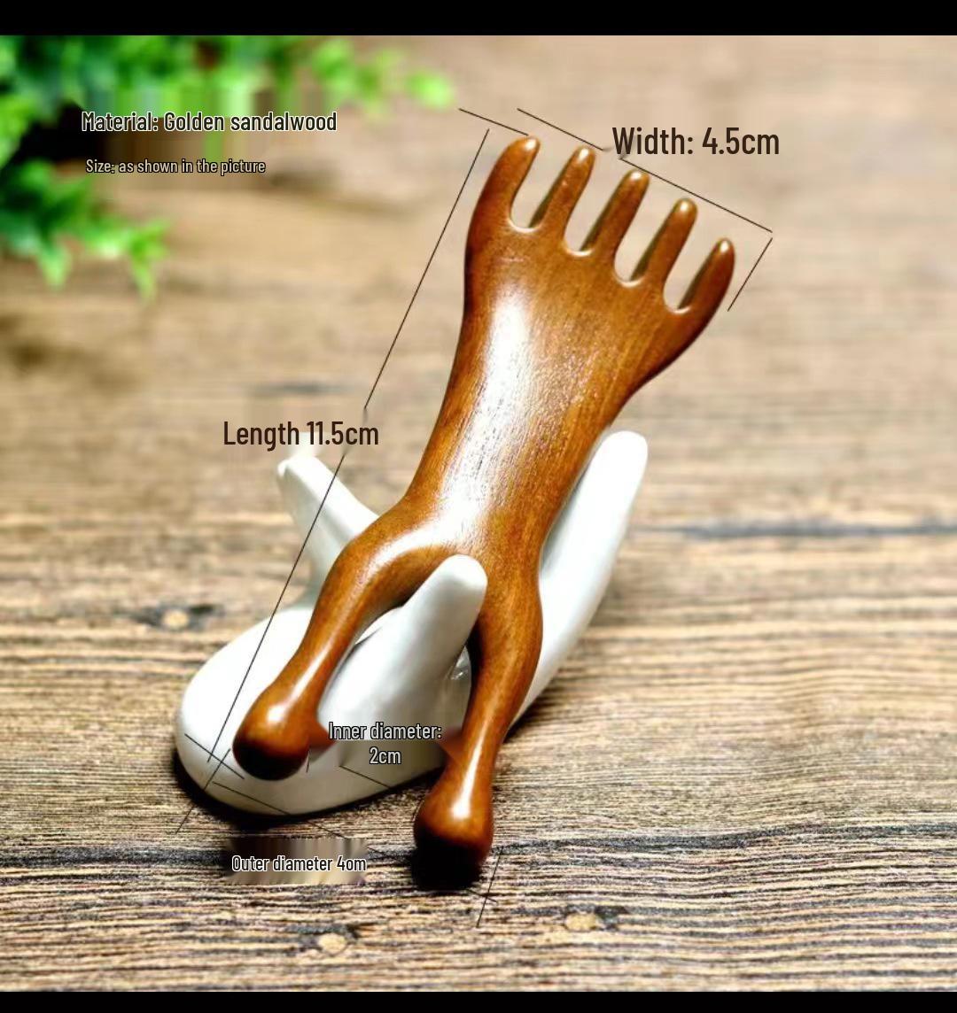 

Массажная расческа из сандалового дерева с широкими зубьями, гребнем из рога и скребком для носа - 28 зубьев