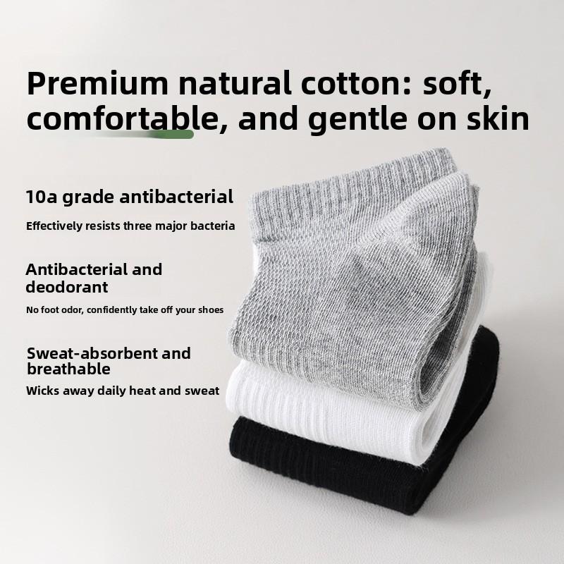 Men's Summer Lightweight Black, White and Gray Short Socks with Sweat Absorption and Mesh Ventilation for Comfortable Wearing