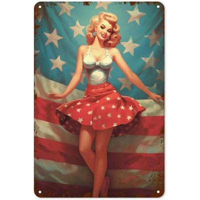 Pin-Up Girl Tin Plates, Garage Workshop Metal Decor 20x30cm