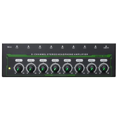 8 Channel Headphone Amplifier Stereo LED Amplifier Portable Headphone Splitter for Studio Stage US/EU Power Adapter