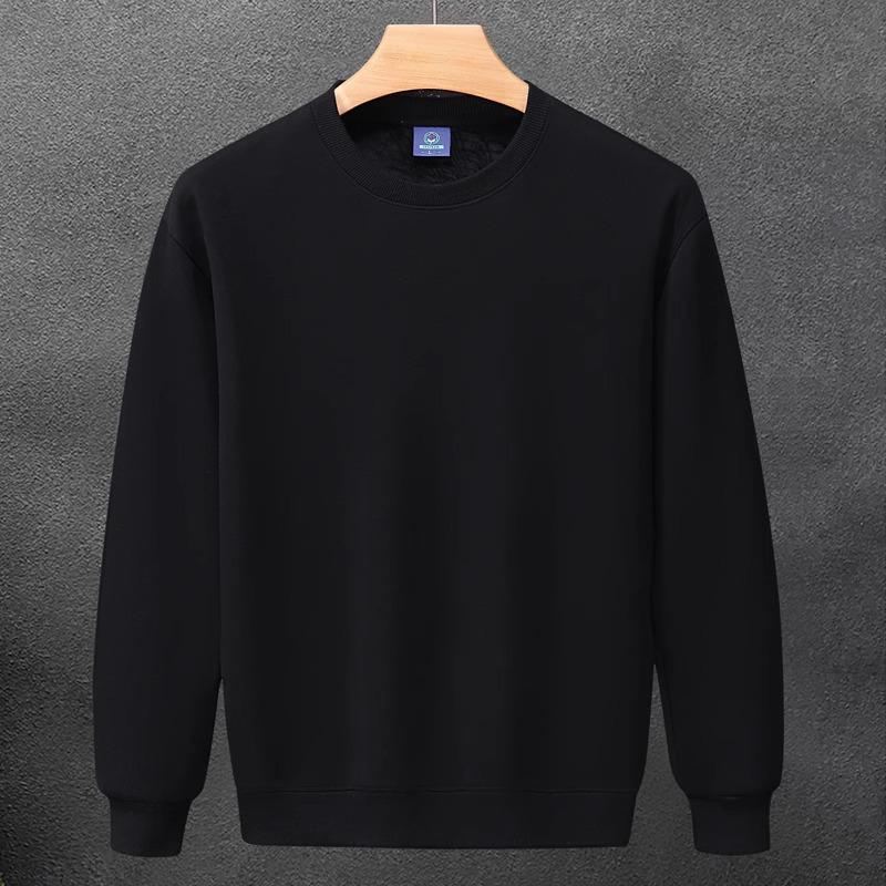 Men's 320g Heavyweight Drop Shoulder Crew Neck Sweatshirt, Autumn/Winter, Solid Color Cotton Pullover, Long Sleeve, Trendy Design
