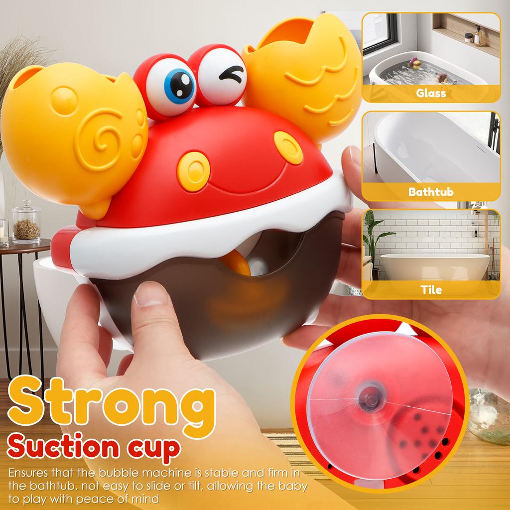 Crab Music Box Baby Bathroom Decor Bubble Machine Toy Waterproof Musical Box Adjustable Volume 12 Songs for Baby Birthday Gifts