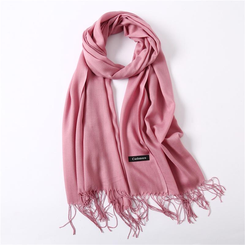 Women's Solid Color Faux Cashmere Scarf, Lightweight Shawl for Spring/Summer & Warm Autumn/Winter Malaysian Headscarf.