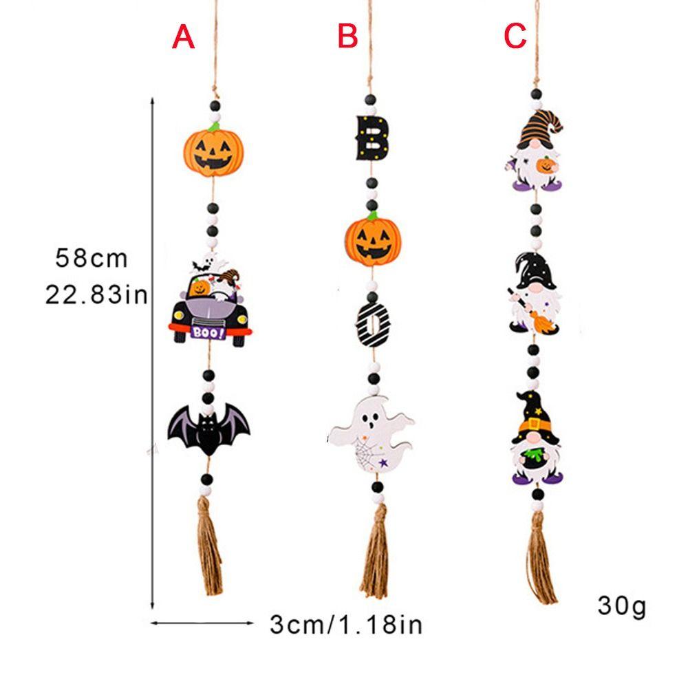 With Tassels Halloween Wooden Beads Pendant Long Pumpkin Beads Pendant  Halloween Decor