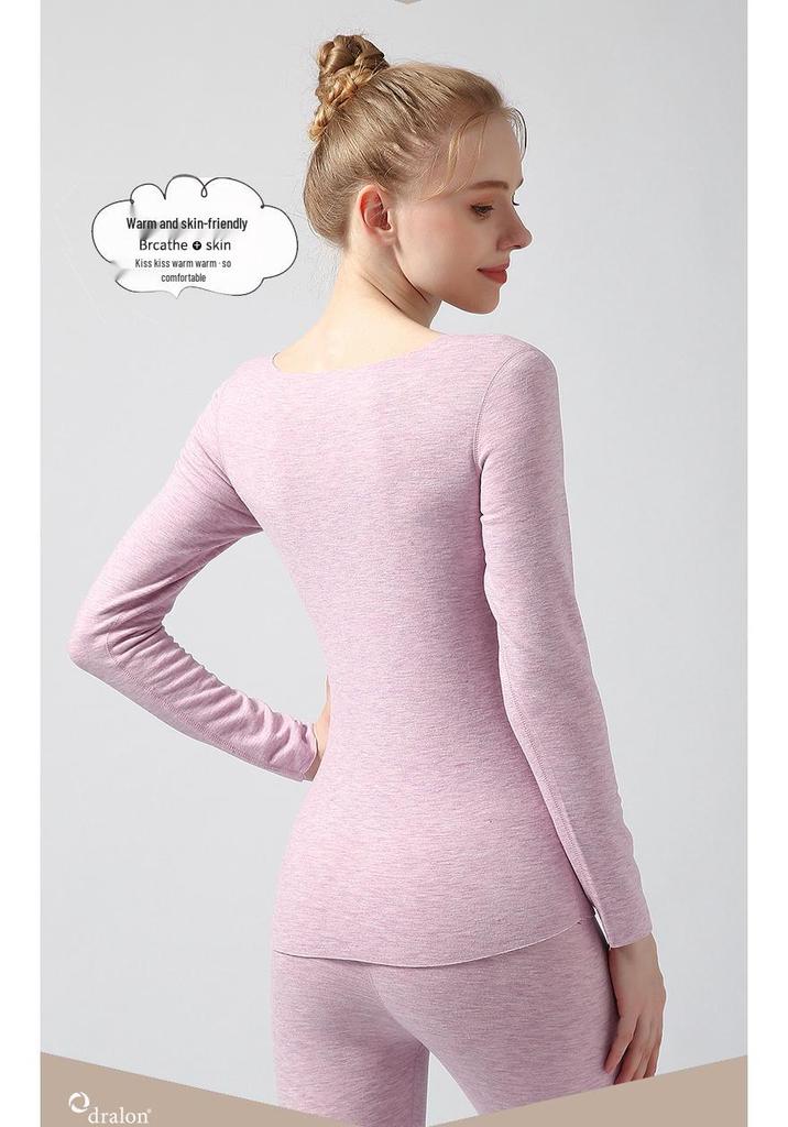 Women's Wool Silk Thermal Seamless Base Layer Top with Velvet Lining
