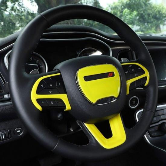 Interiör rattdekorpanel för Dodge Charger/Challenger 15+ Gul