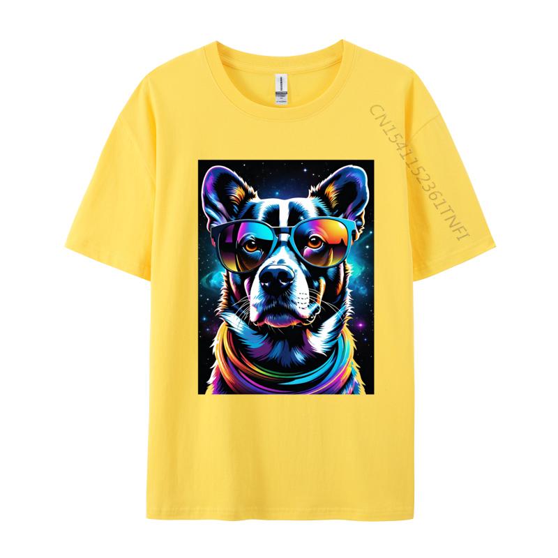 Dog Illustration Tshirt Men T Shirts Colorful Print Tees Big And Tall T Shirts All Cotton Tops Tees Tee Shirts