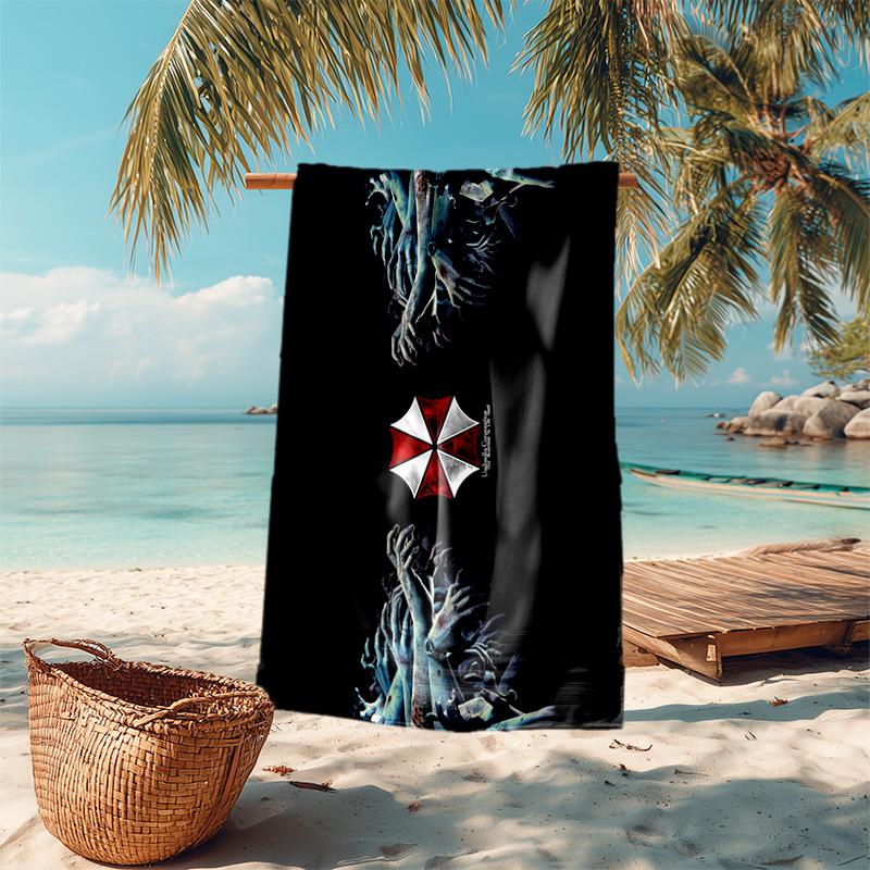 Resident Evil game, Umbrella Corporation, soft beach towel, outdoor camping vacation swimming beach towel, outdoor absorbent bath towel, Q5