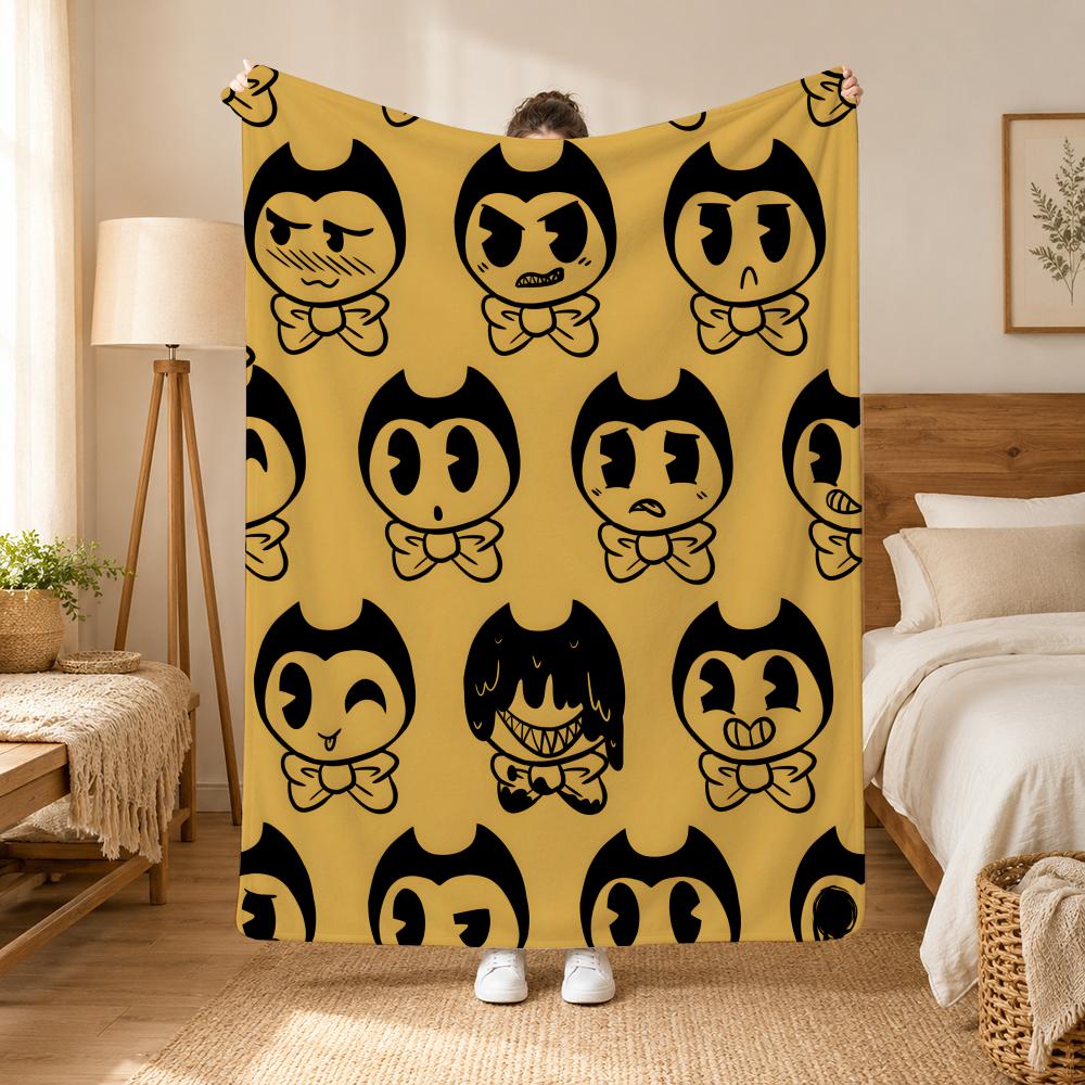 Bendy and the Ink Machine Game Throw 240g flannel blanket, suitable for sofas, beds, offices, exquisite gift blankets 75cmx90cm