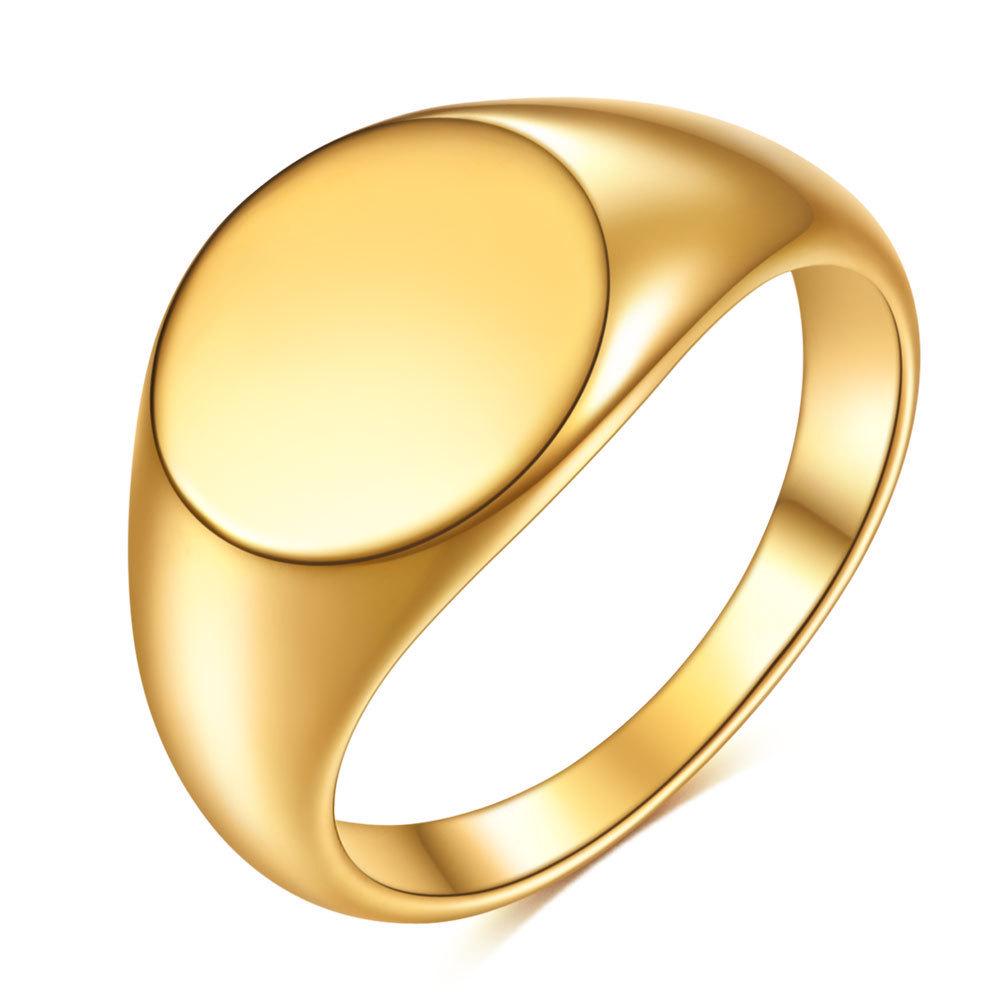 18K Gold Stainless Steel Cross Ring - 12MM, Smooth Surface, Versatile Design with Customizable Laser Logo for Women