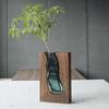 Wooden Glass Vase Transparent Flower Pot Desktop Ornament Hydroponic Flower Holder  Office