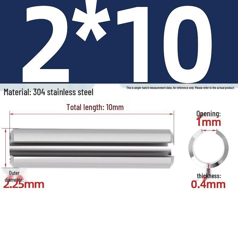 304 Stainless Steel Slotted Spring Pin, Cylindrical Shaft Pin, Locating and Hollow Pin (M5-M12)