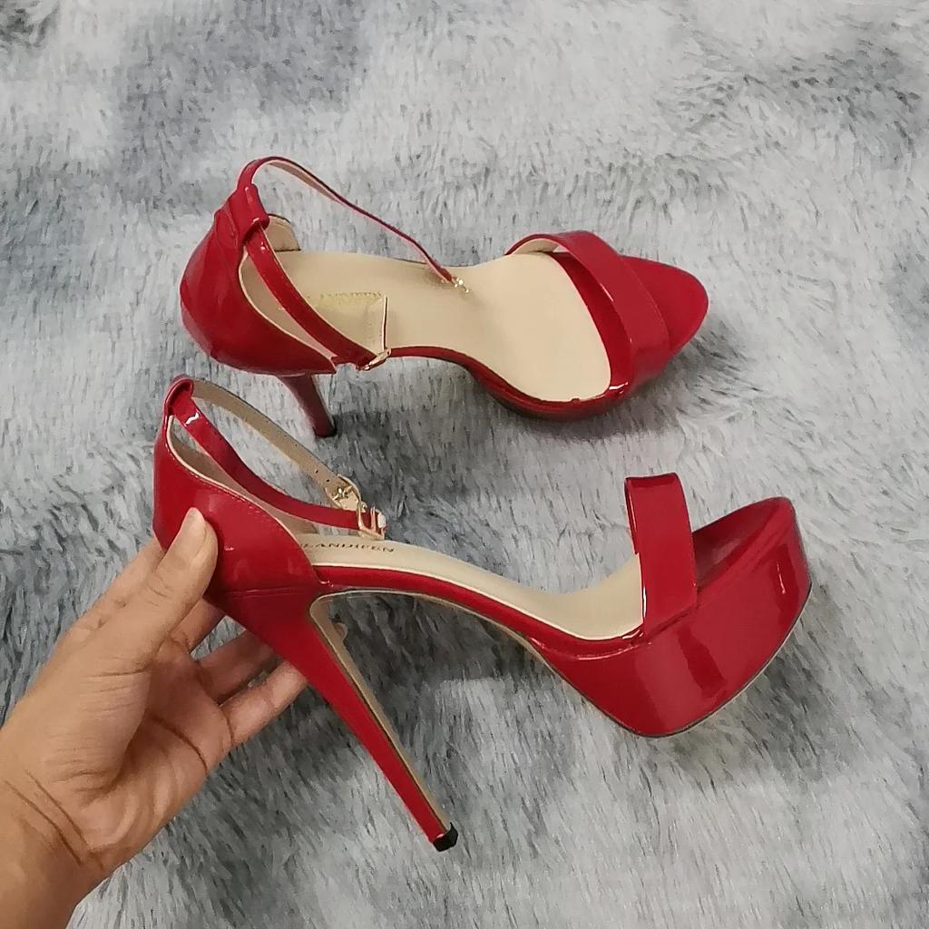 Moteriškos basutės Seksualūs atviri pirštai 14 cm Vakarienė Blyksniai aukštakulniai lakinės odos naktinio klubo platforma Vakarėlio raudoni vestuviniai batai 44 didesnio dydžio