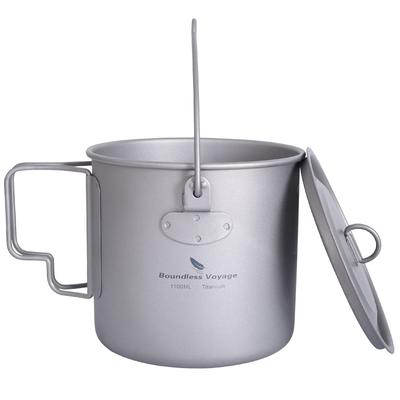 Boundless Voyage Titanium Mug Titanium Cooker Cooking Ti Lightweight Compact Storage Portable Foldable Single Mug Solo Outdoor Camping Equipment
