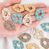 2pcs Stainless Steel Pendants Gold Plated Multicolor Flower Pattern Natural Scenery Printed Charm for DY Necklace Jewelry Making