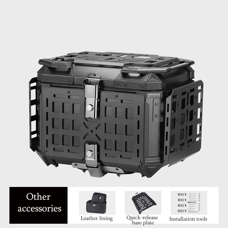 45L Motorcycle Helmet Box CNC Aluminum Top Tail Rear Luggage Storage Tool Cases Lock Trunk Multi-functional Foldable Armor Foldable Armor