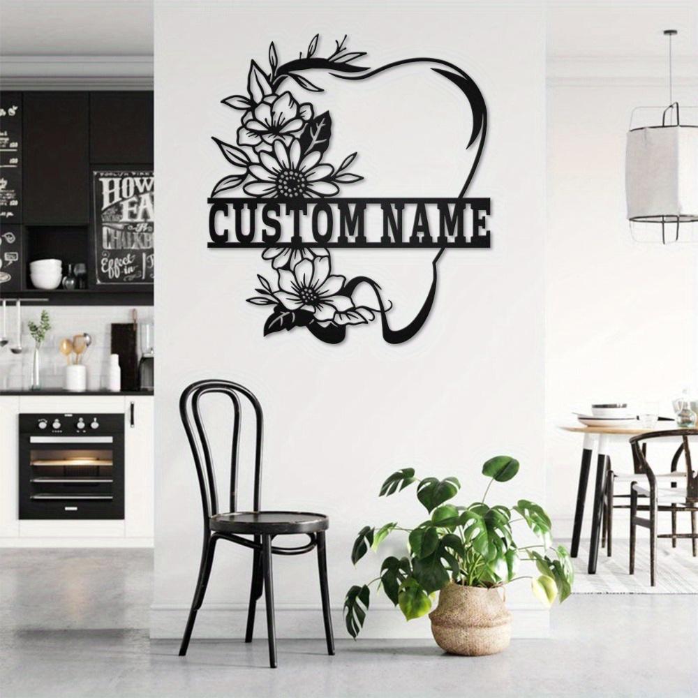 Personalized Metal Sign Floral Silhouette Matte Iron Art Home Decor Wall Hanging Holiday Gift