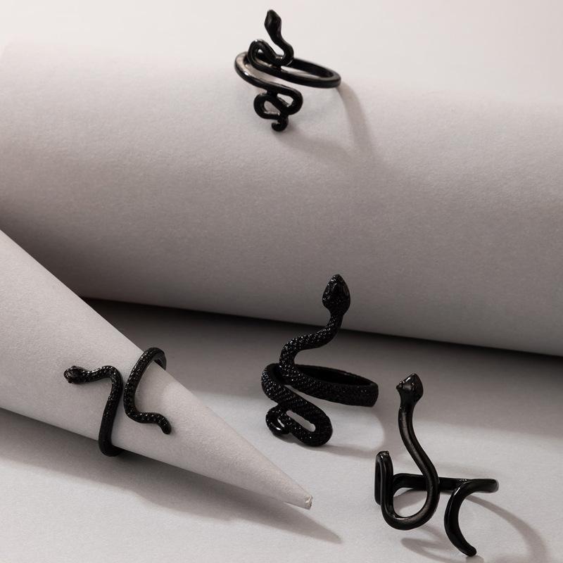 2025 Retro Snake Animal Rings, a Variety of Snake Shapes 4 Pieces Punk Suit Ring Jewelry Women