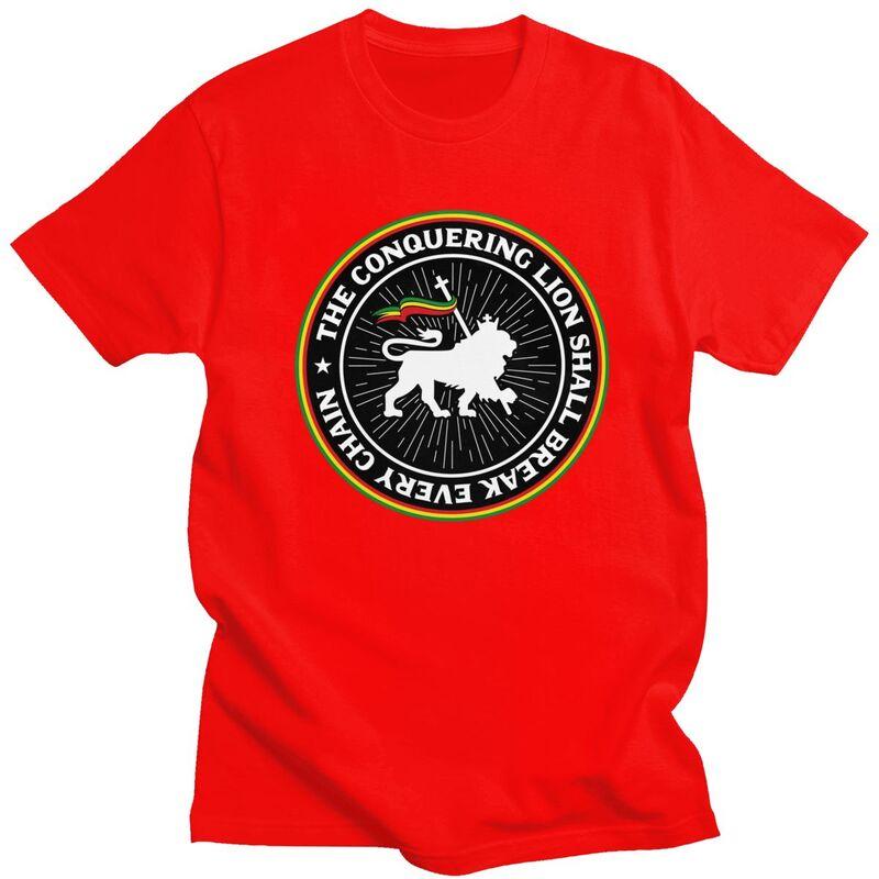 Модная мужская футболка Растафари Раста Лев Иуды с коротким рукавом, 100% хлопок, для отдыха, с флагом Ямайки S