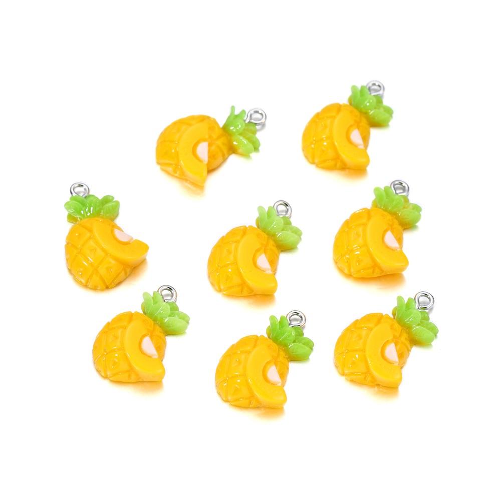 10 Stück/Los Niedliche Gemüse-Früchte Harz-Anhänger Kirsche Orange Erdbeere Halskette Armband Anhänger Für DIY Schmuckherstellung Zubehör