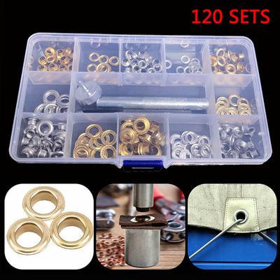 120x Grommets Durable Clothing Metal Eyelets Button DIY Set Installation Tool Kit