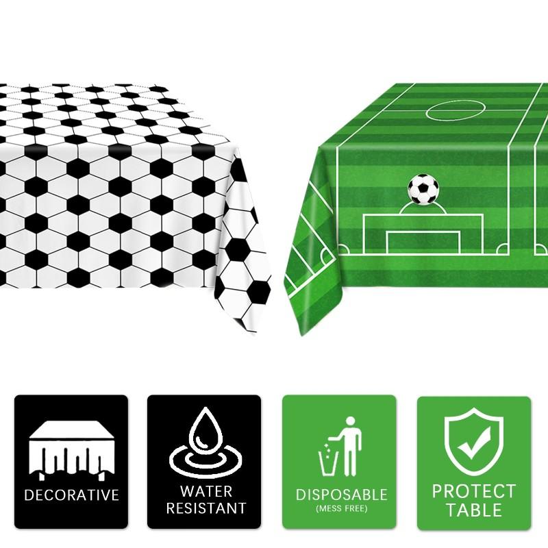 A03F-2026 Football Theme Party Disposable Tablecloth 54 X 107.8 Inch Soccer Plastic Tablecloth