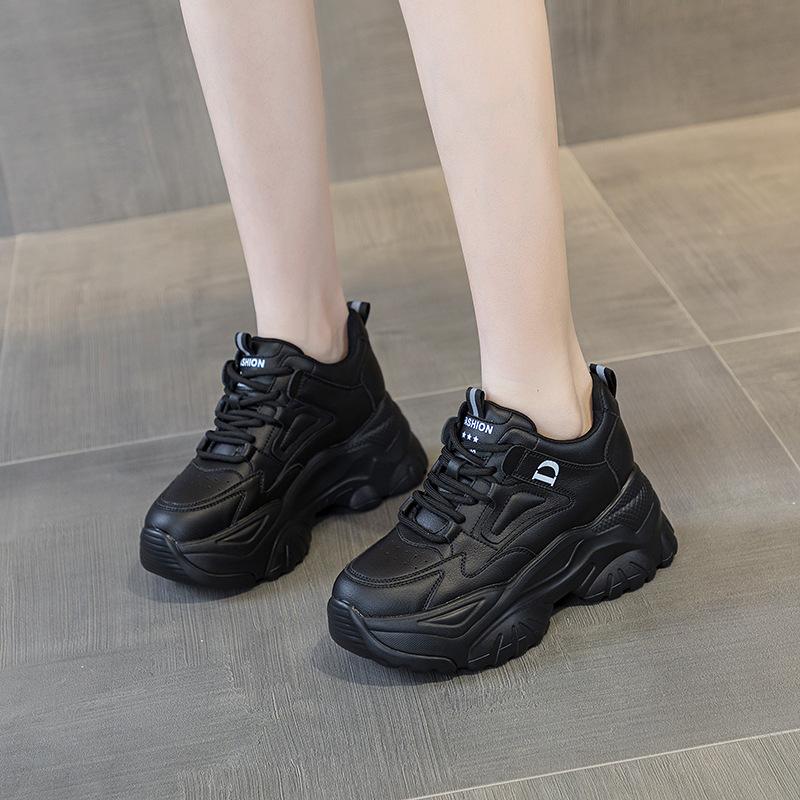 

Внутреннее увеличение высоты кроссовки папы женские весна и осень новые универсальные корейская версия платформа кроссовки папы студенческие повседневные туфли весна 33 чёрный