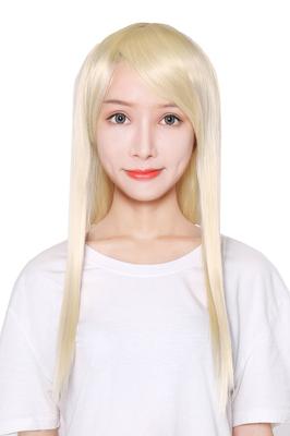 Peruka Cosplay Pełna Peruka Długa Peruka Prosta Blond Naturalna Gładka Odporna na Ciepło Peruka Peruka z Siatką [Fujitatsu] Półdługa LML60-T0915