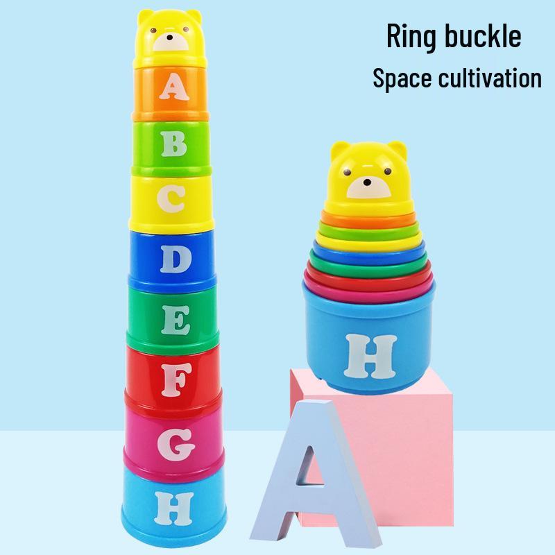 Rainbow Tower Number & Letter Stacking Blocks: Early Education Toys for Toddlers