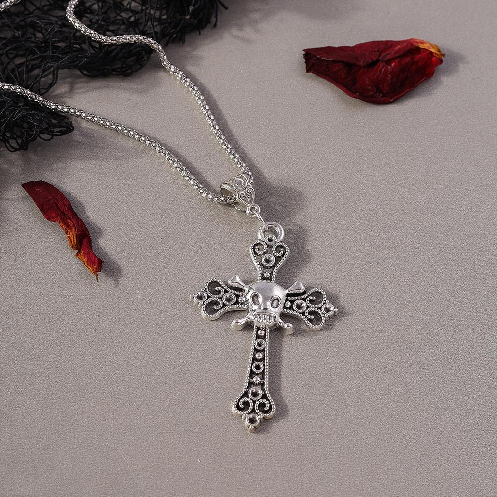 Retro Kreuzanhänger Halsketten für Damen Herren Gothic Steampunk Totenkopf Halskette Kette Hip Hop Schmuck Geschenke