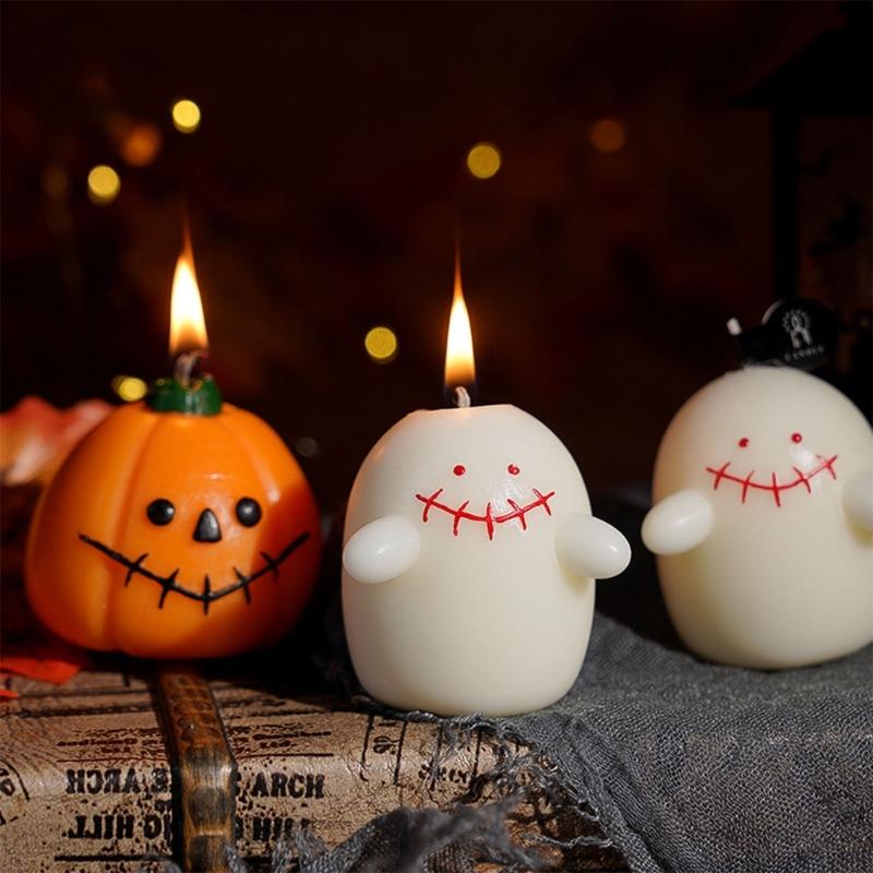 Halloween Kürbis Schädel Geisterhaft Kerze Gruselige Duftwachs Kerze Tischdekorationen Aromatherapie Kerze Heimdekorationen