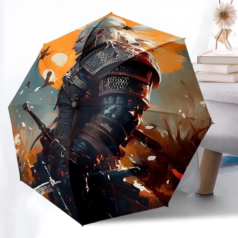 1pc Sekiro Shadows Automatic Umbrella   8 Rib Portable Folding Black Iron Frame for Outdoor, Beach, Travel, Beach Umbrella 219