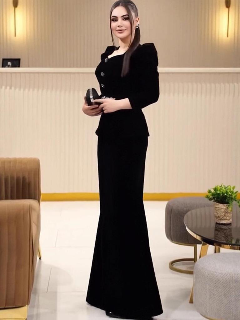 2025 Autumn European & American Fashion Solid Color Elegant Top & Skirt Set