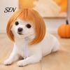 Pet Costume Wig Funny Wig, Cute Bob Cut Cat Afro Curly with Adjustable Breathable Headwear Elastic Band, Cosplay for Dogs, Cats Halloween Party