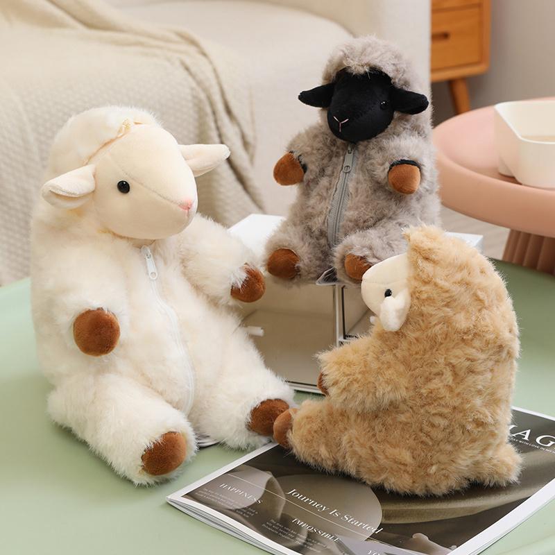 Cute Soft Sheep Plush Toys Stuffed Lamb Dolls Detachable Wool Home Decor Kids Birthday Gifts Plushie