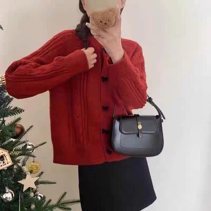 Korean autumn and winter new lazy style bow colored dot twist sweater jacket women's fashion thin knitted cardigan