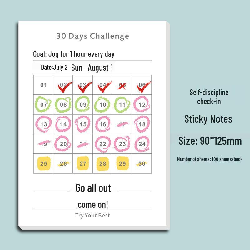 Simple 30-Day Self-Discipline Punch Card Planner - Mini Portable Efficiency Notepad